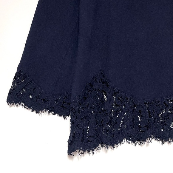Soft Surroundings Isabeau Sweater Wool Cashmere Navy Blue Lace Bell Sleeve SZ M - Picture 4 of 10
